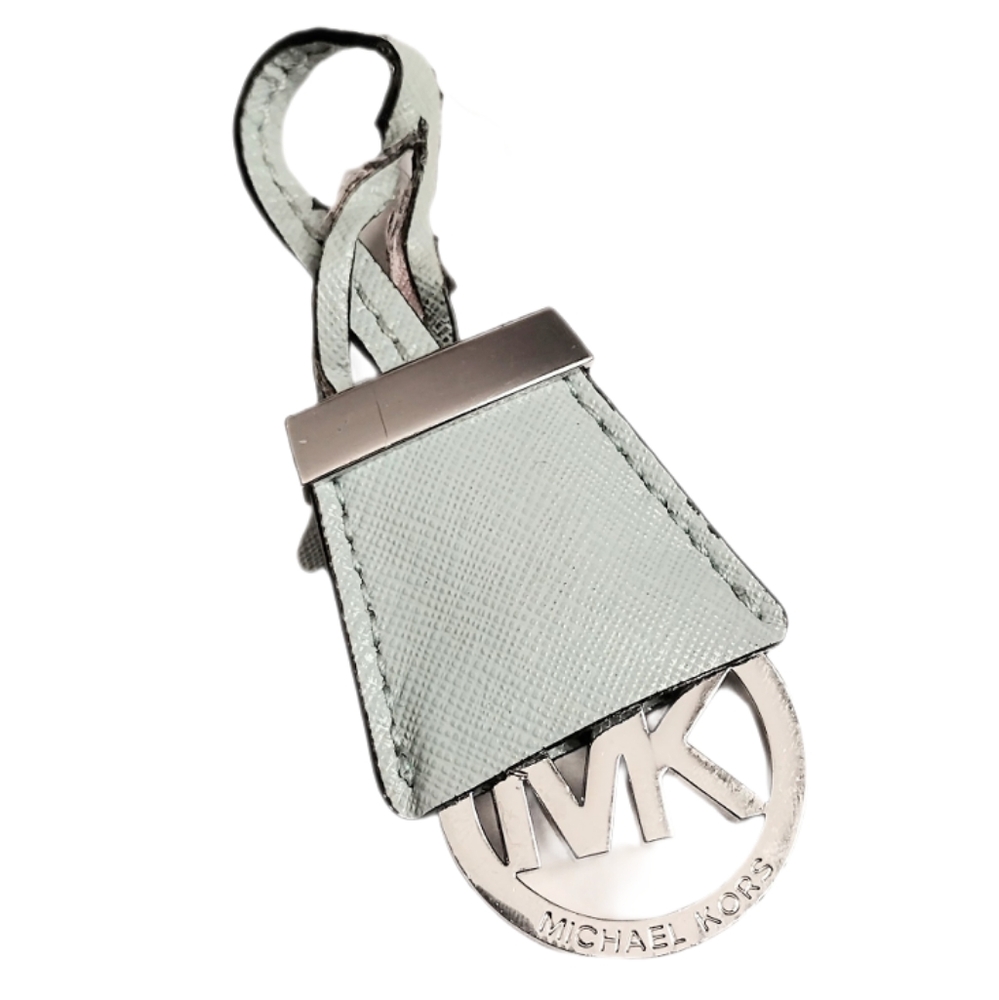 🌊 MK Michael Kors Seafoam Aqua Blue Silver Hidden Logo Fob Hangtag Bag Charm